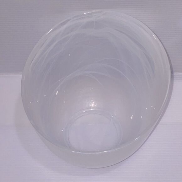 Alabaster Opulent White Swirl Bowl High Low Design Hand Cast Swirl - Picture 9 of 9